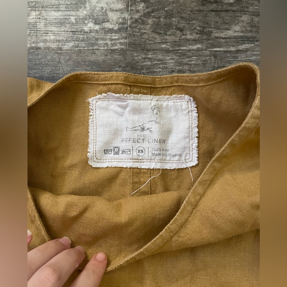 “Not Perfect Linen” Amber yellow RENNES-2 oversized linen dress - Picture 5 of 6